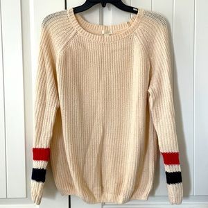 FOREVER 21 beige knit sweater with color bands